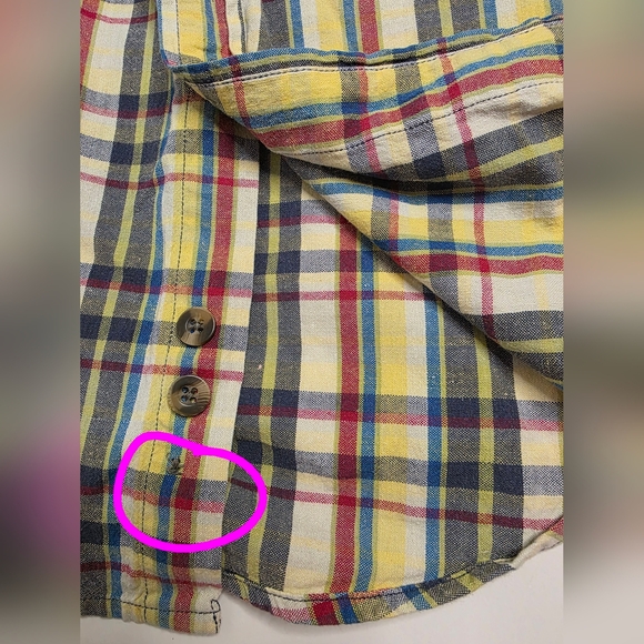Eddie Bauer Mens Large Long Sleeve Button Up Plaid Yellow, Red, Blue - Picture 9 of 15